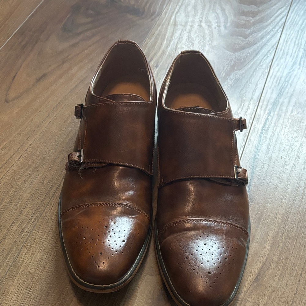 Gino Vitale Men's Double Monk Strap Brown Oxfords